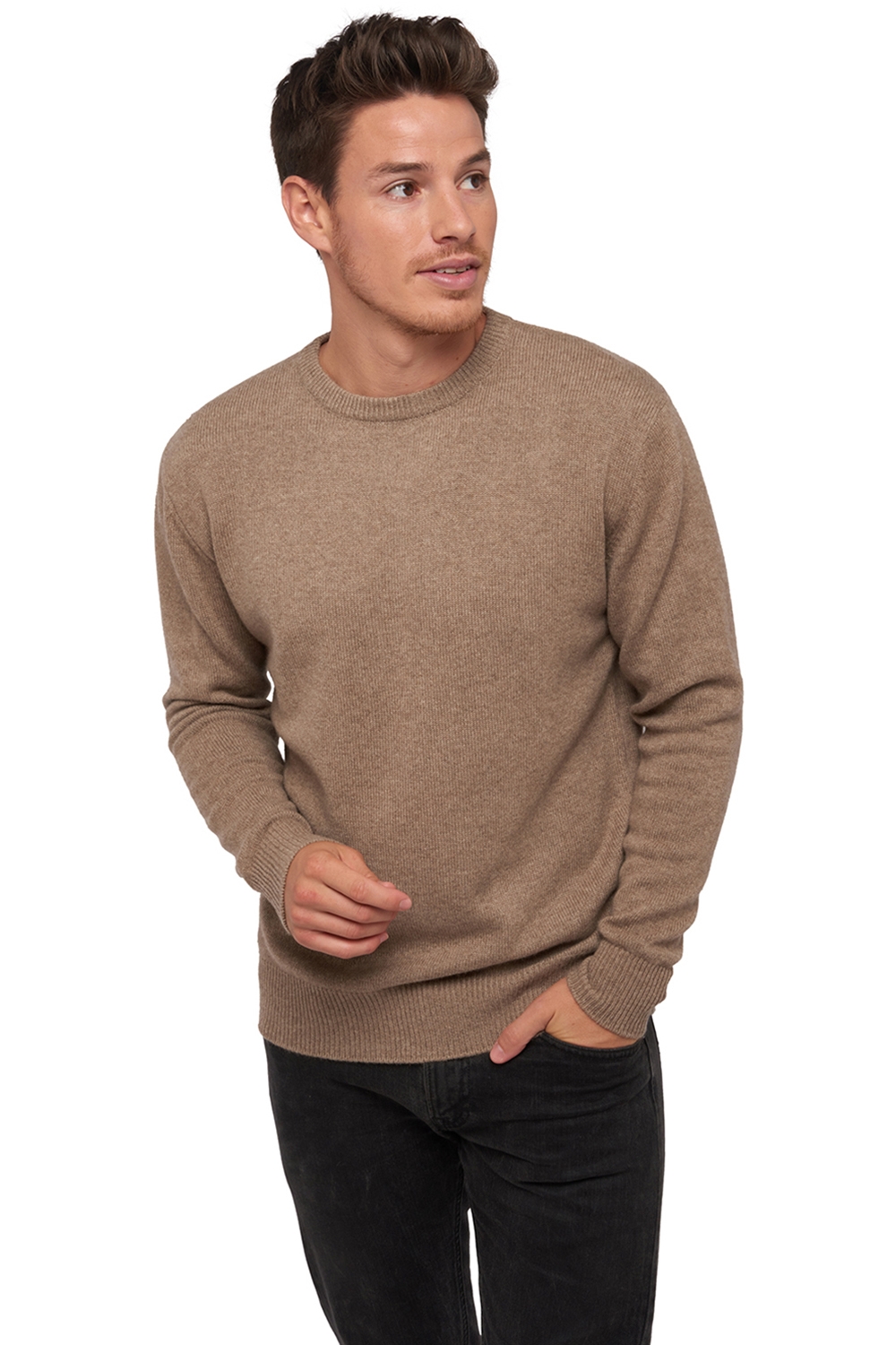 Cachemire Naturel pull homme col rond natural ness 4f natural brown s